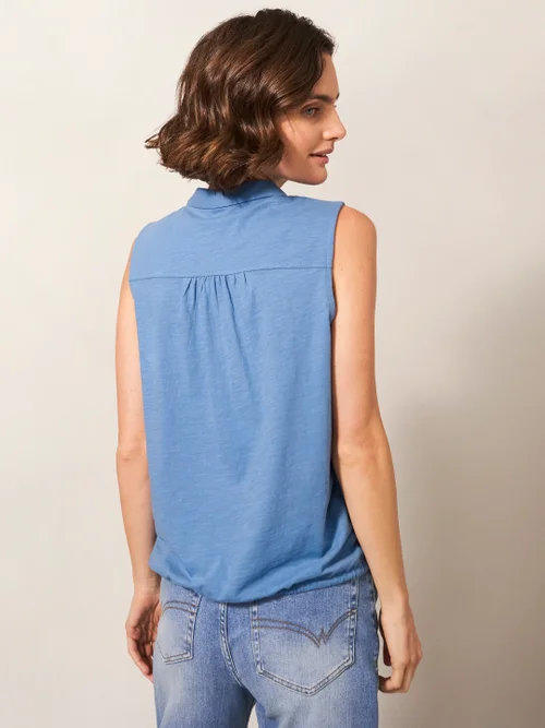 White Stuff Flowing Grasses Jersey Shirt - MID BLUE - 38 Image 4