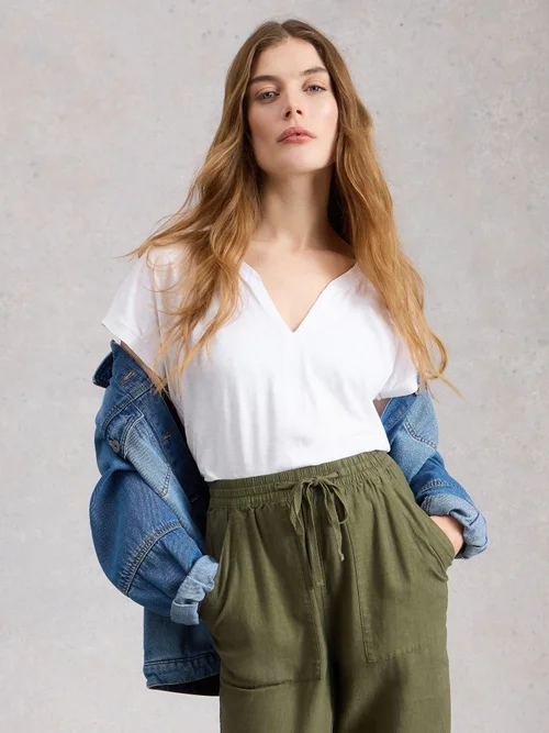 T-shirt Nelly à encolure en V - Nat White - 38 Image 1