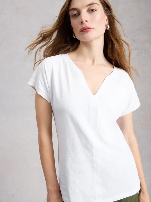 T-shirt Nelly à encolure en V - Nat White - 38 Image 3