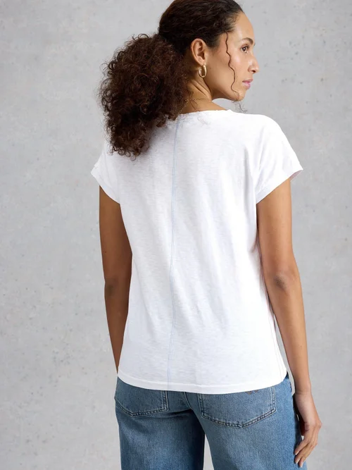 T-shirt Nelly à encolure en V - Nat White - 38 Image 4