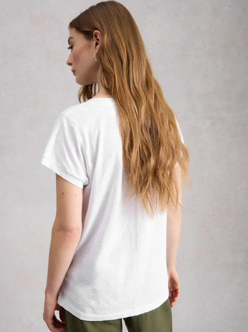 T-shirt Nelly à encolure en V - Nat White - 38 Image 4