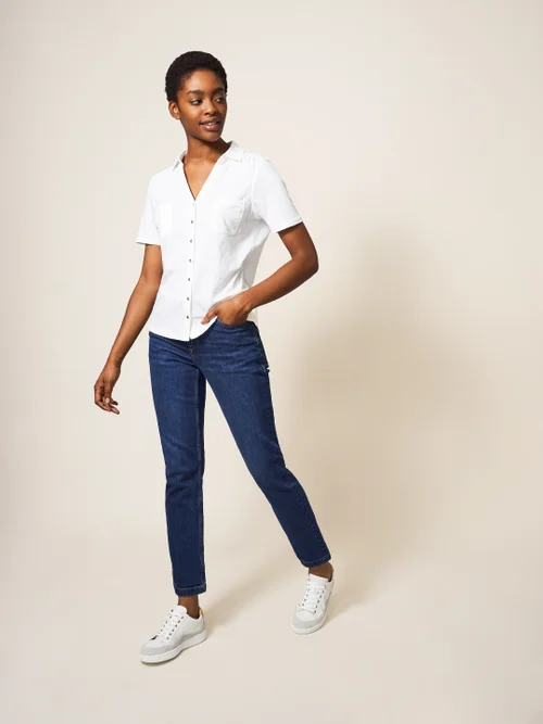 White Stuff Penny Pocket Jersey Shirt - BRIL WHITE - 38 Image 3