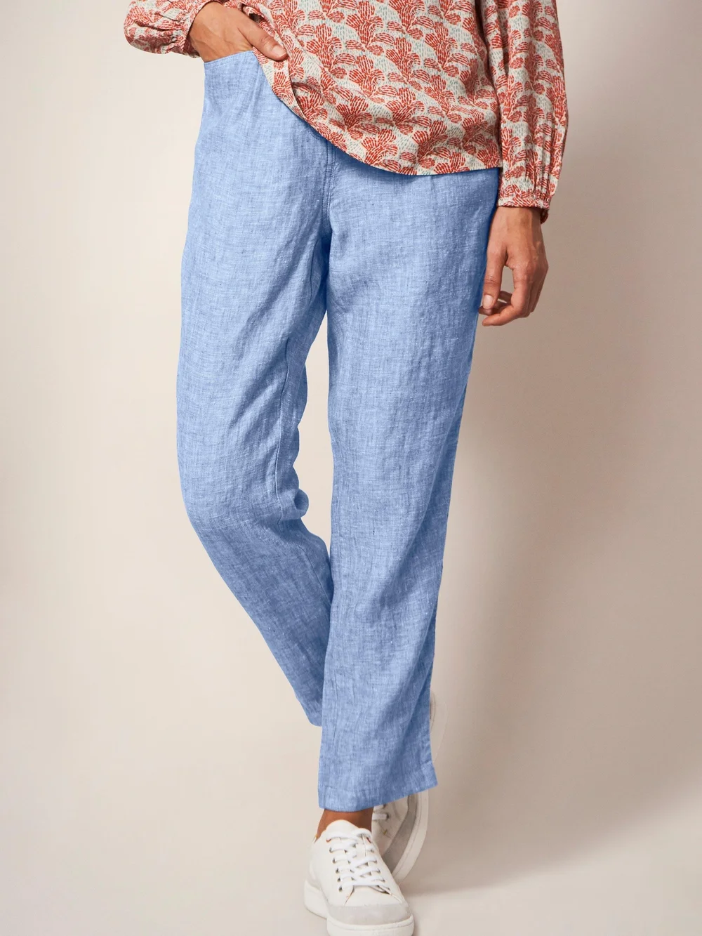 Pantalon En Lin Rowena - Chamb Blue - 38/R Image 1