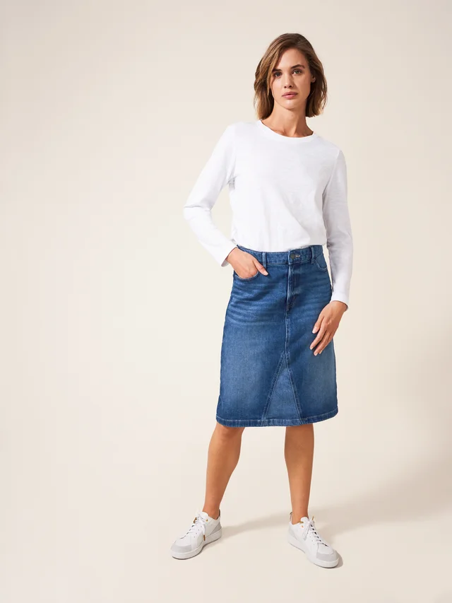 White Stuff Jemma Denim Skirt - Mid Denim