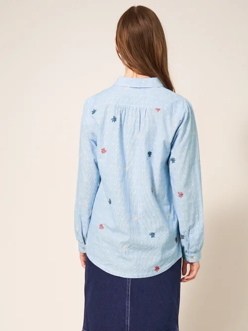 White Stuff Sophie Embroidered Shirt - Blue Mlt - 48 Image 4