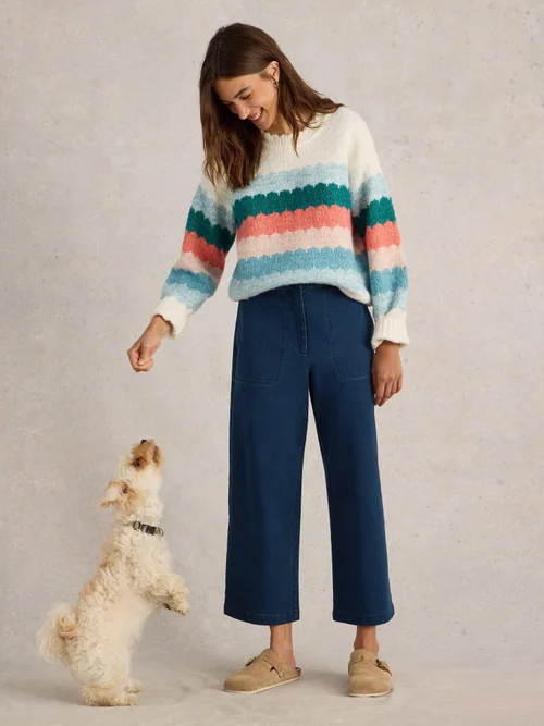 Pantalon Court Large En Jersey Belle - Dk Denim - 34 Image 1