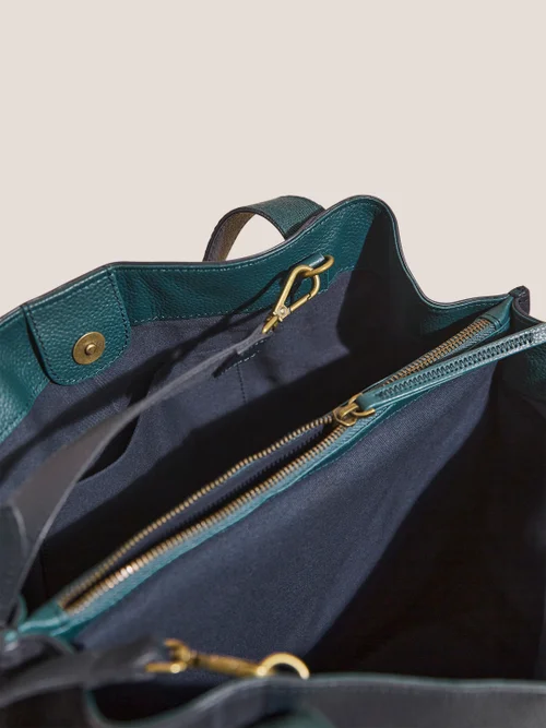 White Stuff Hannah Leather Tote - Dark Navy - OS Image 2