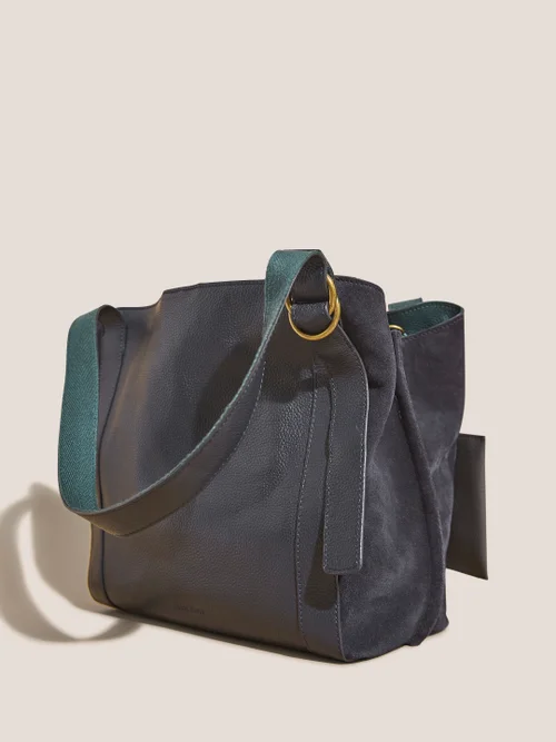 White Stuff Hannah Leather Tote - Dark Navy - OS Image 4