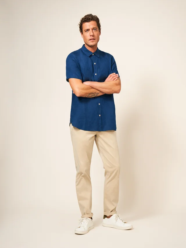 White Stuff Pembroke Ss Linen Shirt - Dark Navy