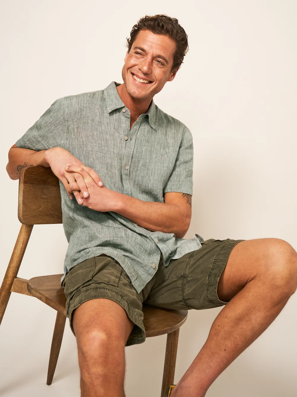 Chemise en lin Pembroke SS - Khaki Grn - S Image 1