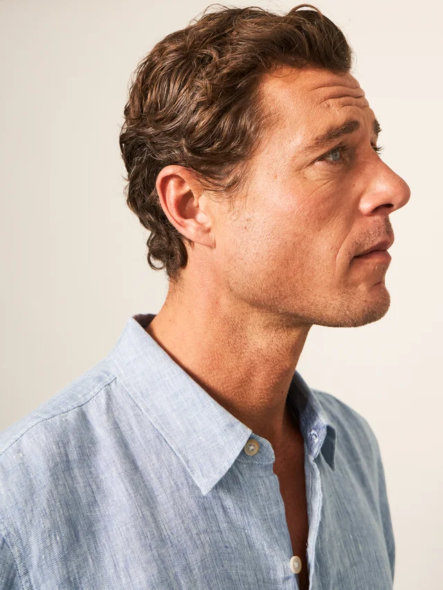 White Stuff Pembroke Ss Linen Shirt - Chamb Blue