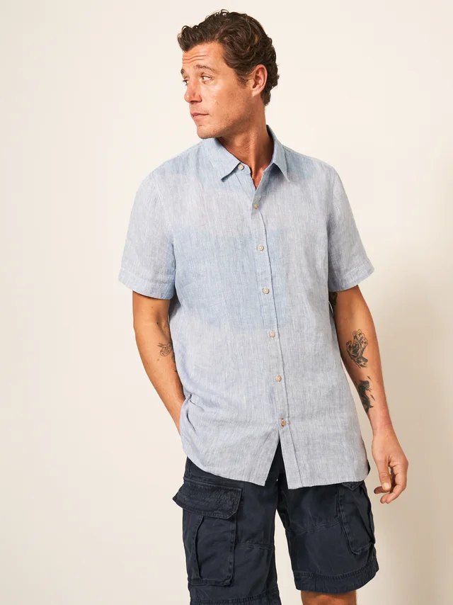White Stuff Pembroke Ss Linen Shirt - Chamb Blue