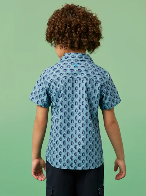 White Stuff Mini Fish Printed Ss Shirt - Mint Green - 5-6 Image 4