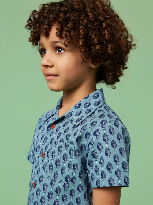 White Stuff Mini Fish Printed Ss Shirt - Mint Green - 5-6 Image 2