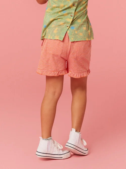 White Stuff Renee Striped Frill Shorts - Pink Mlt - 3-4 Image 4