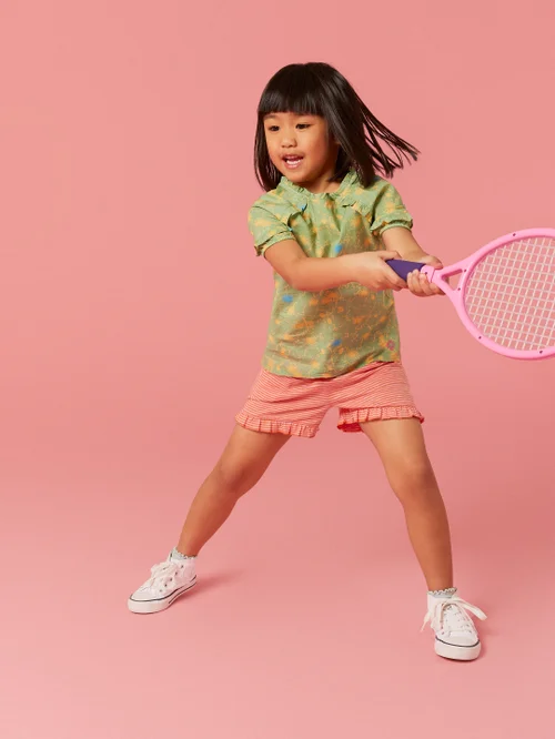 White Stuff Renee Striped Frill Shorts - Pink Mlt - 3-4 Image 3