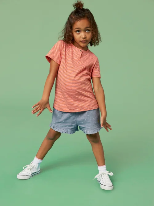 White Stuff Chambray Frill Short - Chamb Blue - 7-8 Image 3