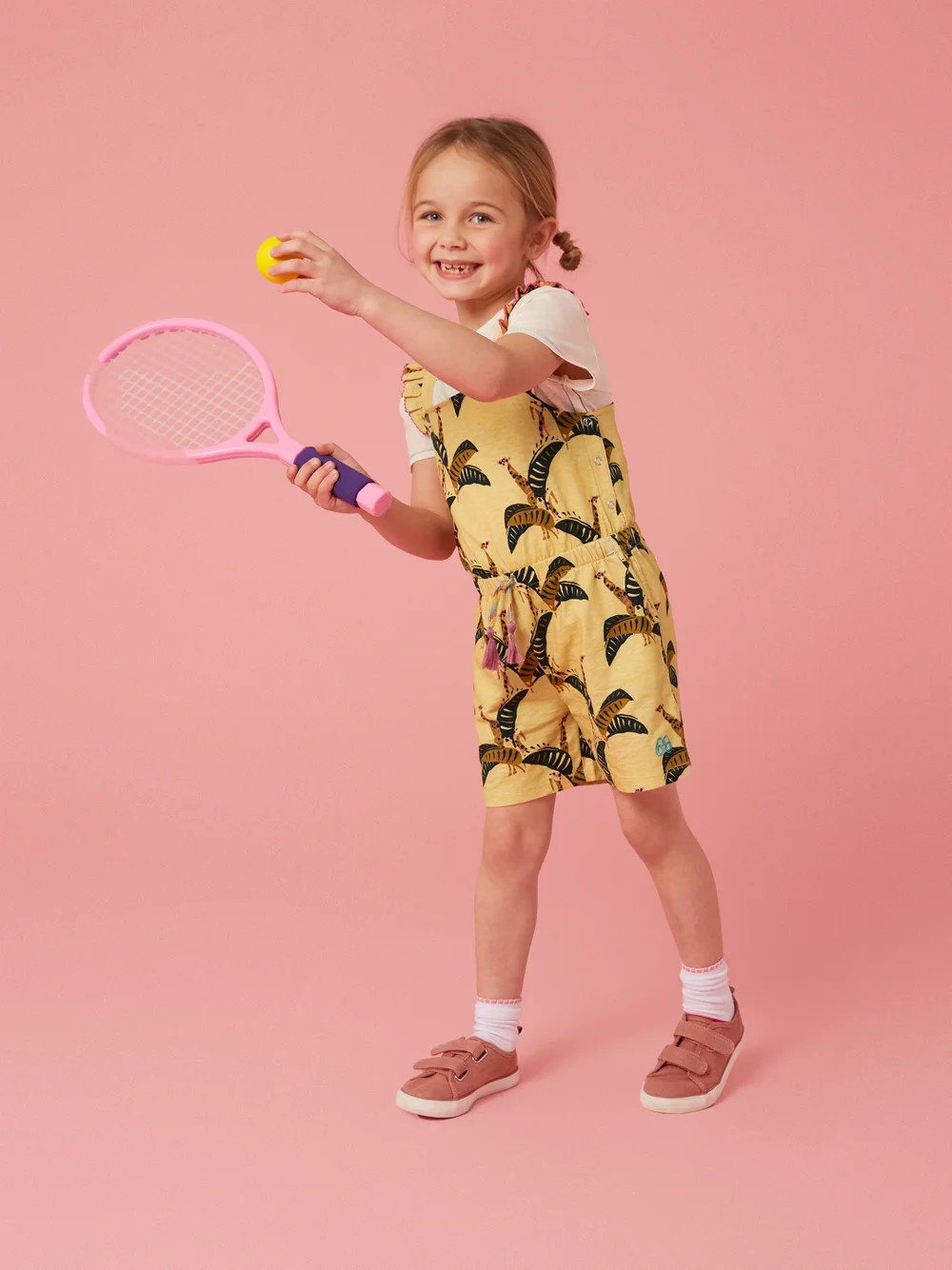 White Stuff Ava Printed Playsuit - Yellow Mlt - 3-4 Image 1