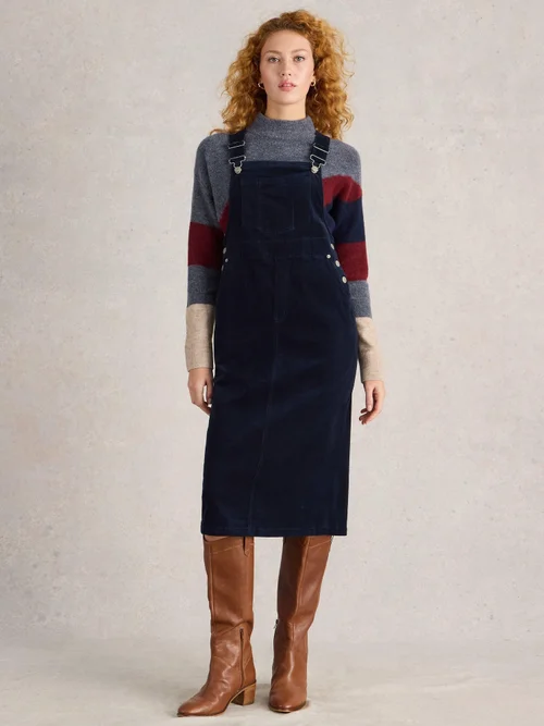 Tablier midi en velours biologique Emmie - Dark Navy - 38/R Image 2