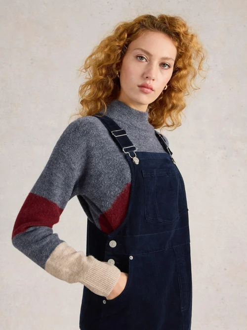 Tablier midi en velours biologique Emmie - Dark Navy - 38/R Image 3