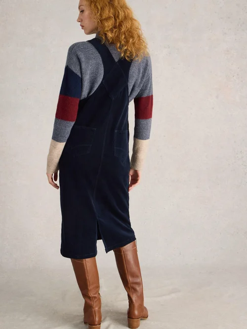 Tablier midi en velours biologique Emmie - Dark Navy - 38/R Image 4