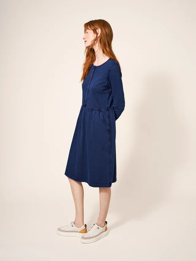 White Stuff Marsia Denim Jersey Dress MID_DENIM