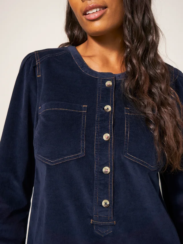 White Stuff Norma Cord Dress DARK_NAVY