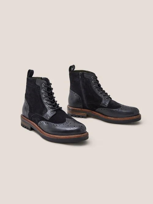 Bottes à lacets en cuir brogue - Pure Blk - 42 Image 3