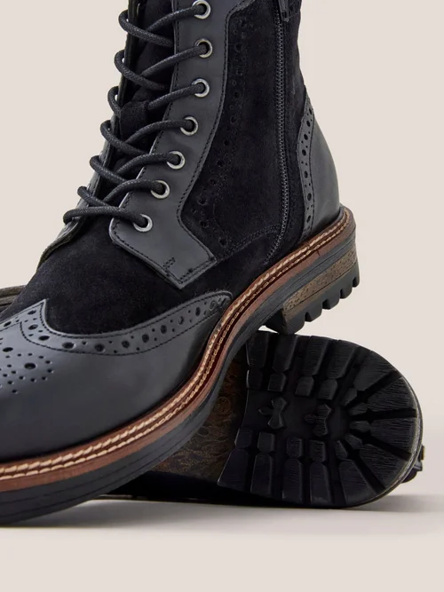 Bottes à lacets en cuir brogue - Pure Blk - 42 Image 4