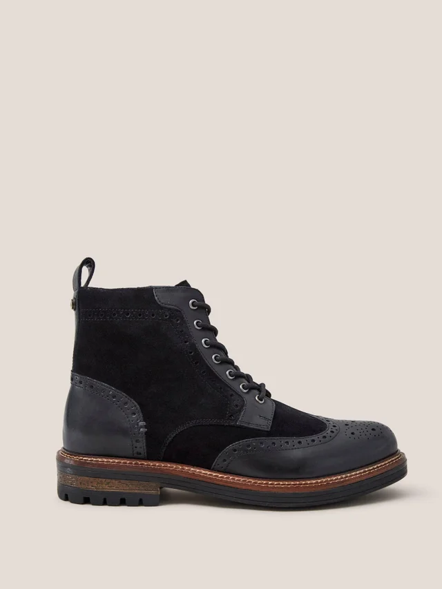 Bottes à lacets en cuir brogue