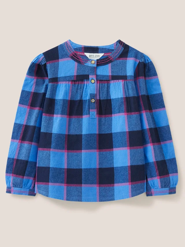 White Stuff Molly Check Top BLUE_MLT