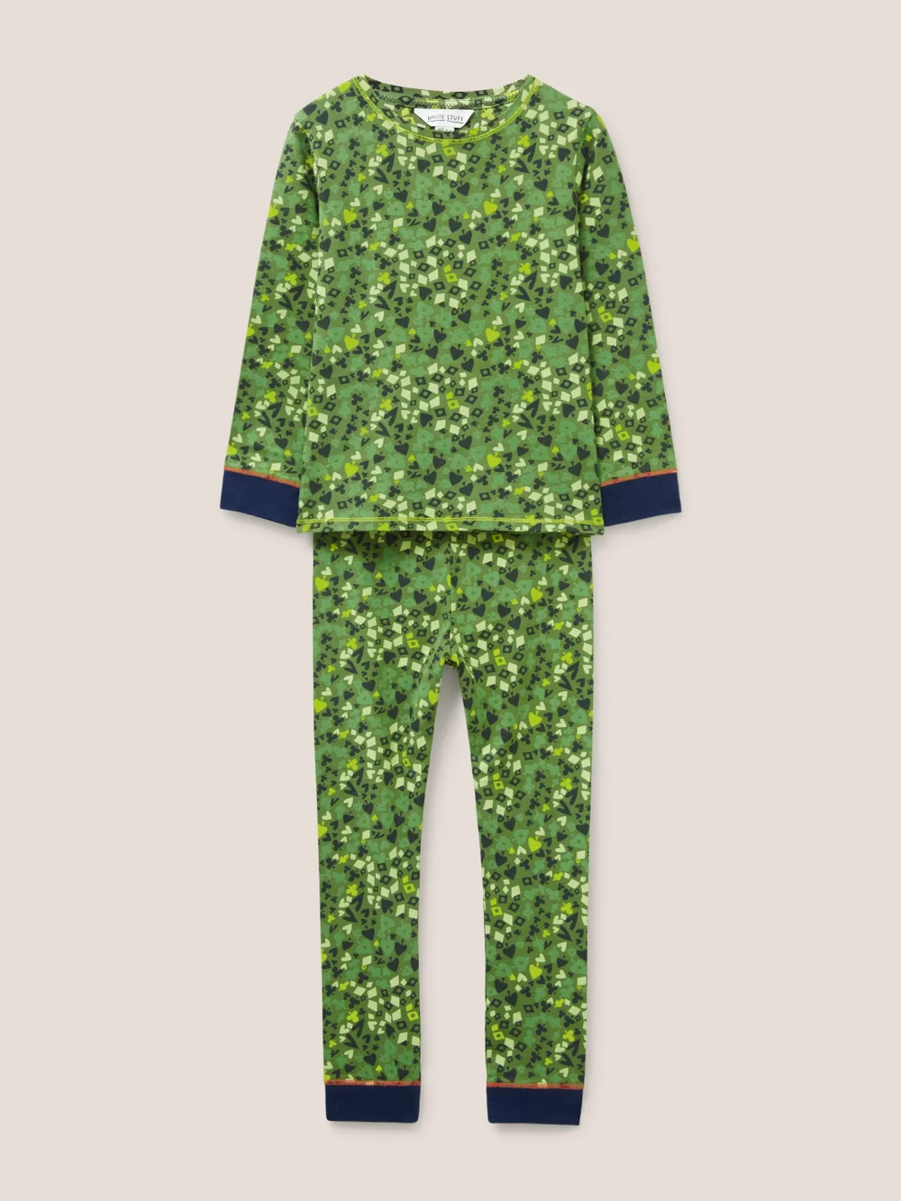 White Stuff Camo Printed PJ Set GREEN PR 3-4 Image 1
