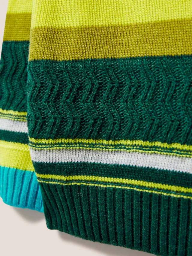 White Stuff Stripe Jumper GREEN MLT