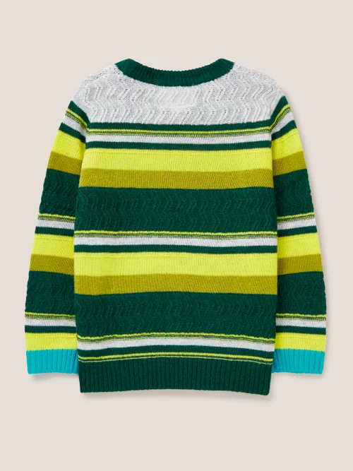 White Stuff Stripe Jumper GREEN MLT 3-4 Image 3