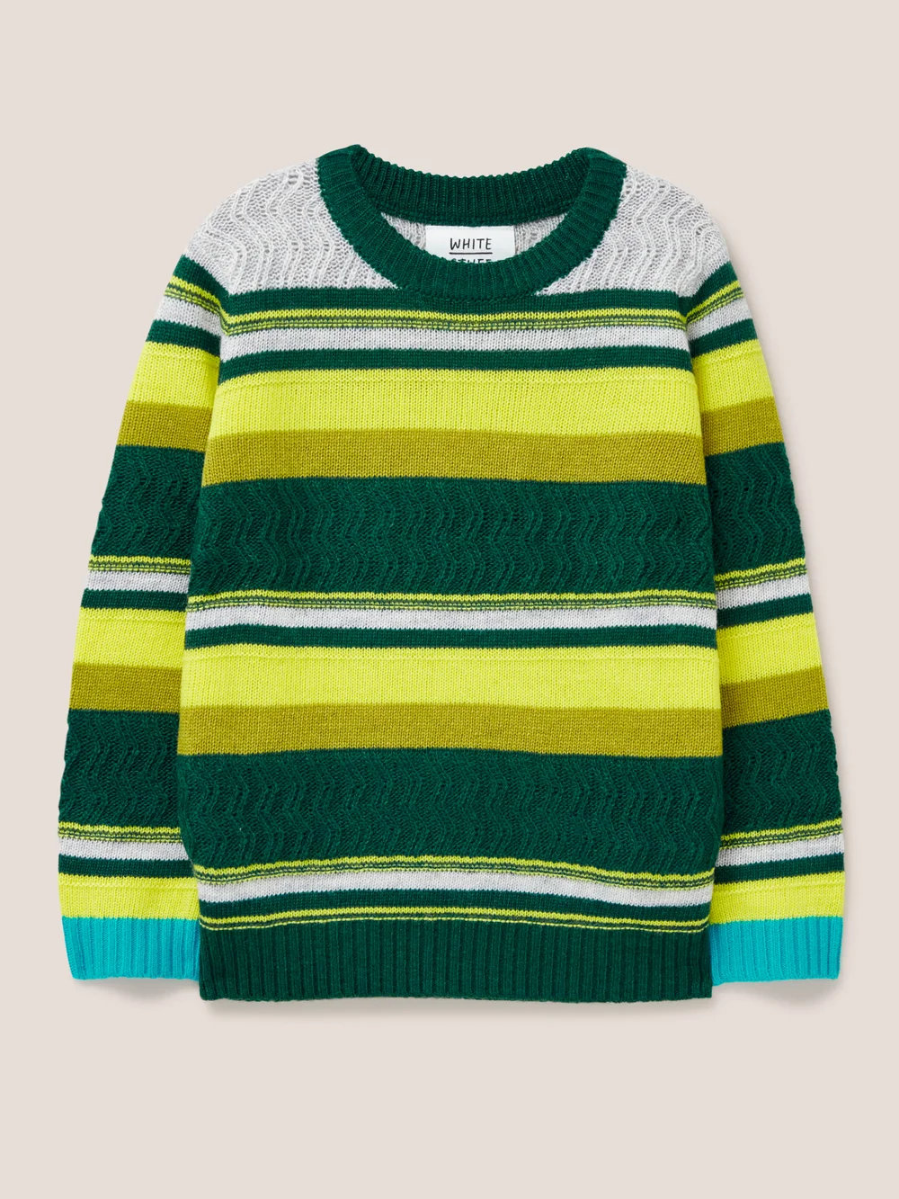 White Stuff Stripe Jumper GREEN MLT 3-4 Image 1