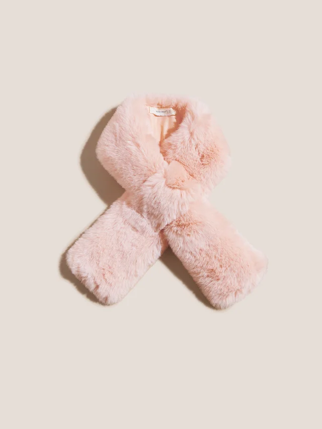 White Stuff Mini Me Tippet Fur Scarf - Mid Pink