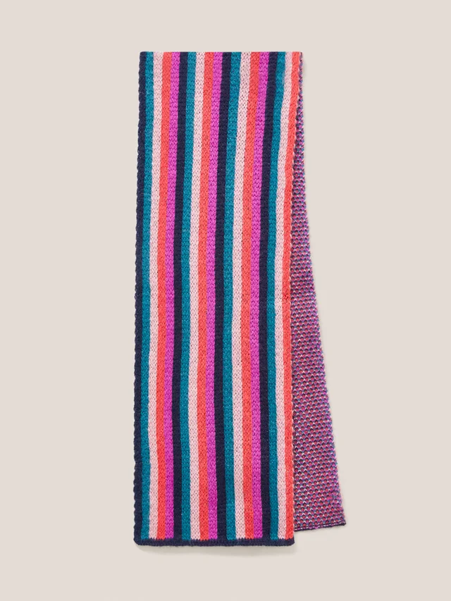 White Stuff Multi Stripe Scarf - Pink Mlt