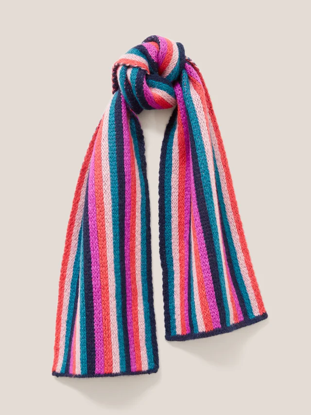 White Stuff Multi Stripe Scarf - Pink Mlt