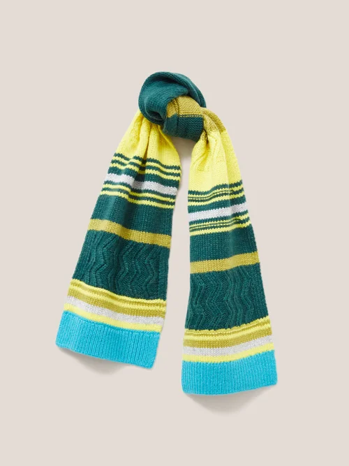 White Stuff Stripe Scarf - Green Mlt - Einheitsgröße Image 1