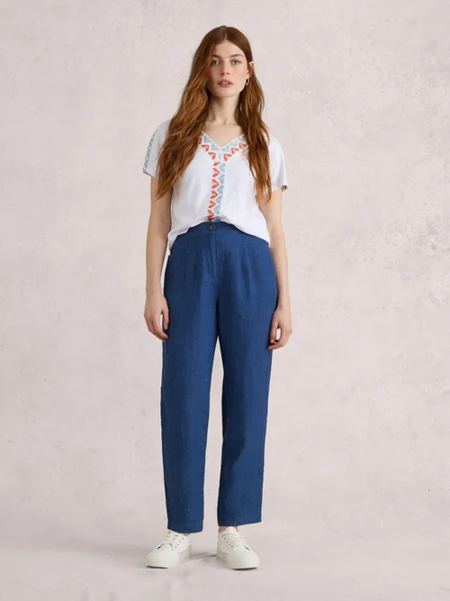 Pantalon En Lin Rowena - Dark Navy - 38/R Image 2
