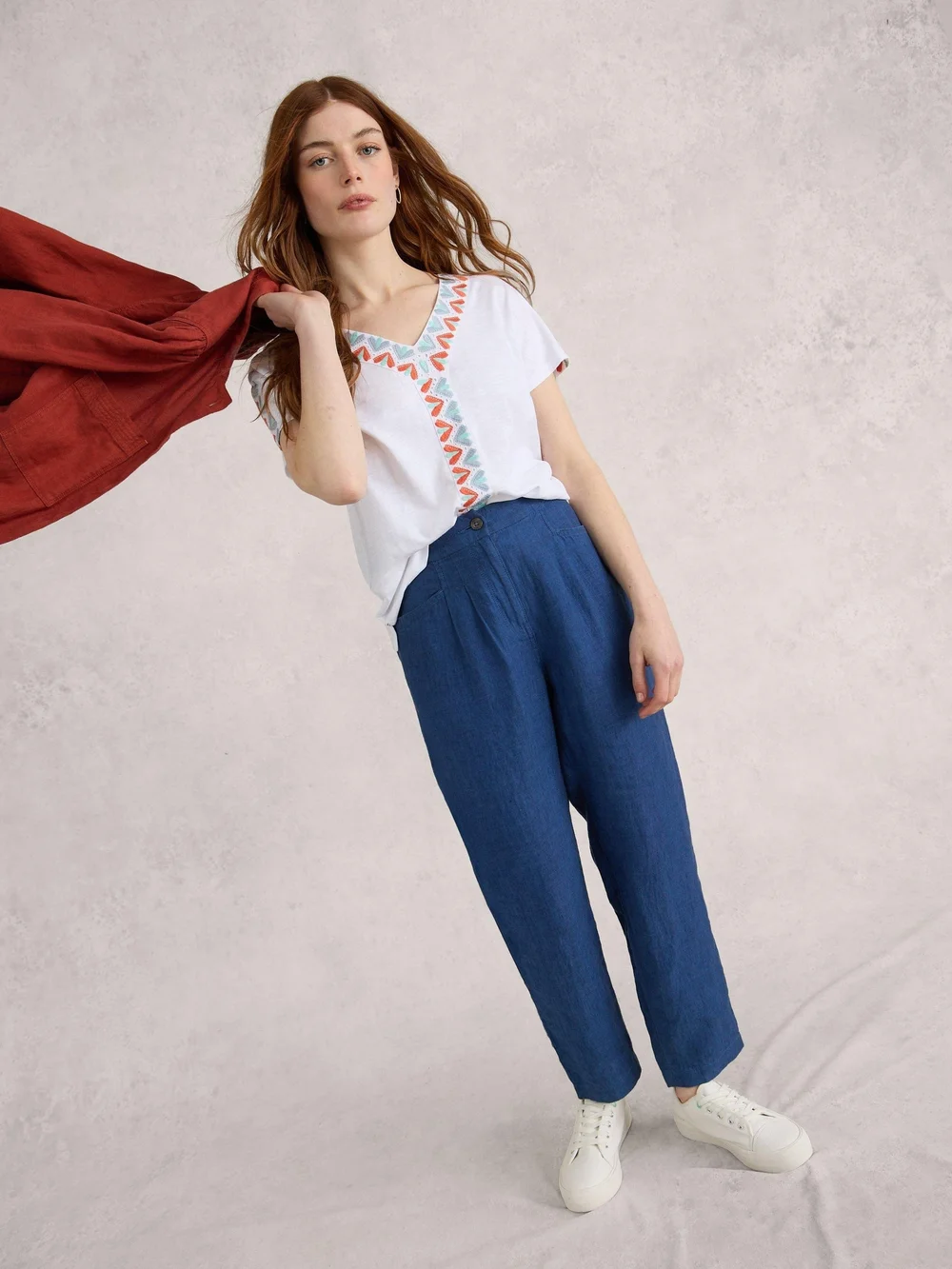 Pantalon En Lin Rowena - Dark Navy - 38/R Image 1