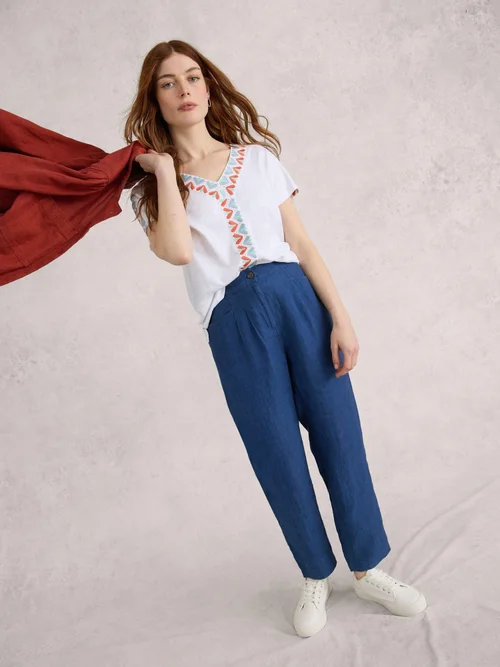 Pantalon En Lin Rowena - Dark Navy - 38/R Image 1