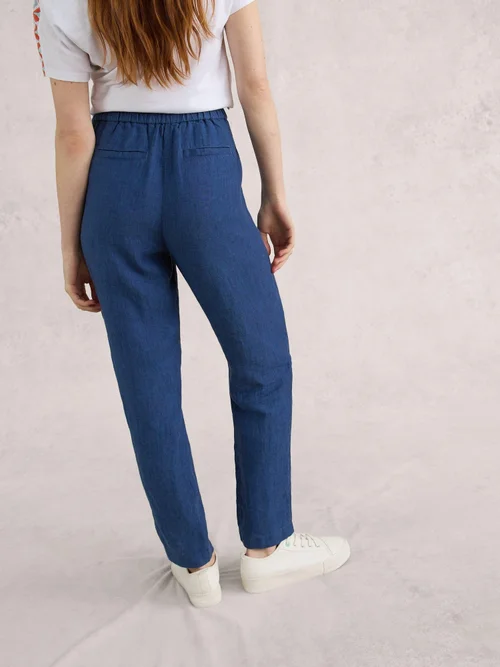 Pantalon En Lin Rowena - Dark Navy - 38/R Image 4