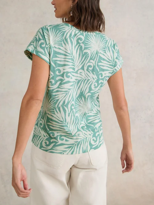 Nelly T-Shirt mit Keilausschnitt - Teal Pr - 46 Image 4