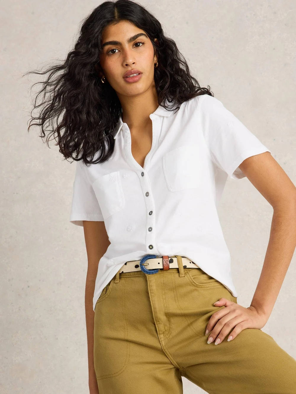 CHEMISE BRODÉE À POCHE PENNY - Pale Ivory - 38 Image 1