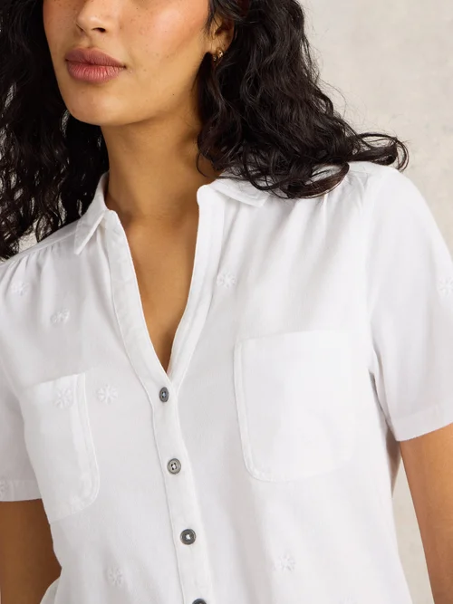 CHEMISE BRODÉE À POCHE PENNY - Pale Ivory - 38 Image 3