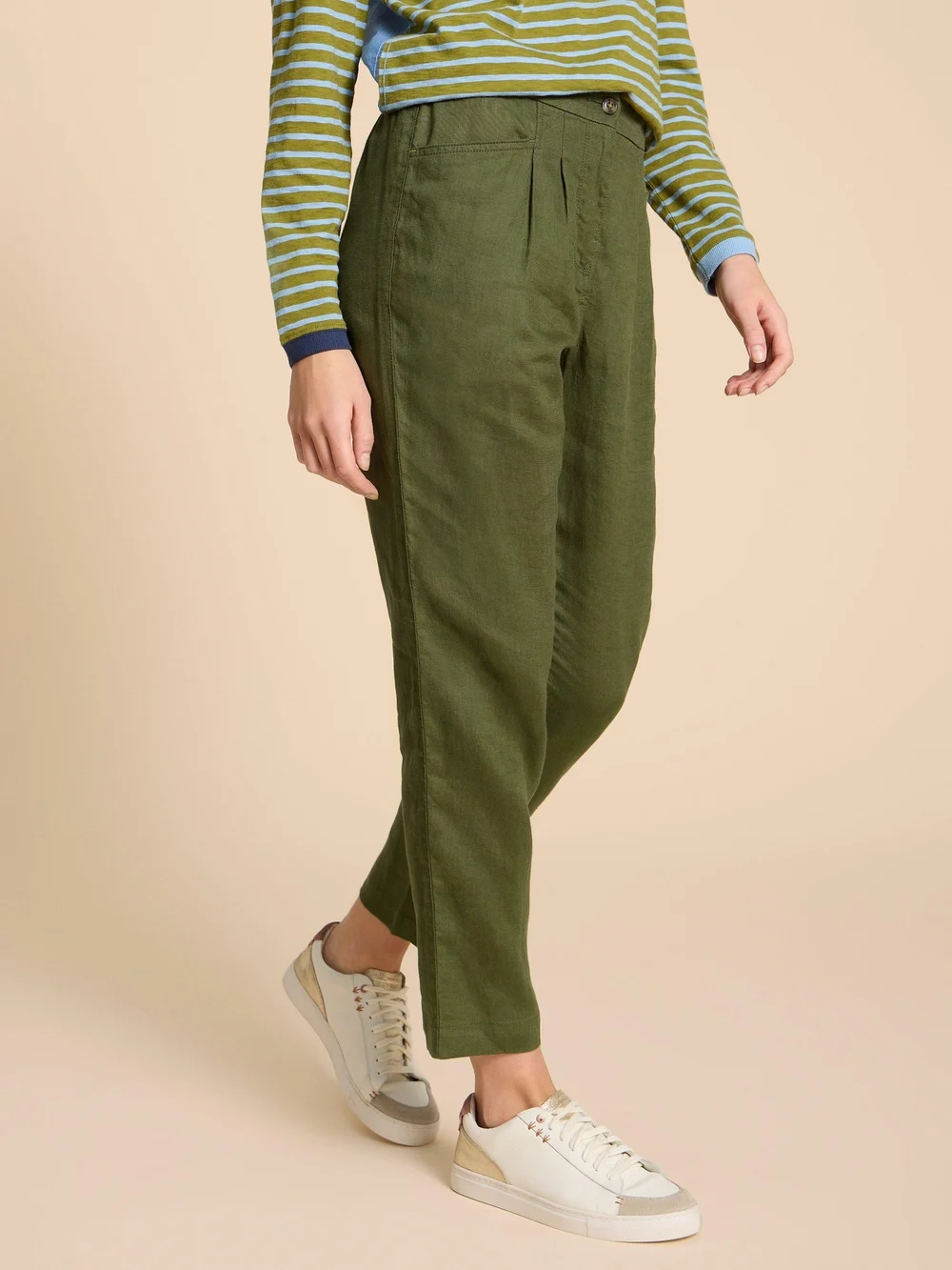 Pantalon En Lin Rowena - Dk Green - 40/R Image 1