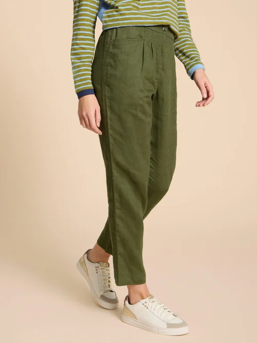 Pantalon En Lin Rowena - Dk Green - 38/R Image 1