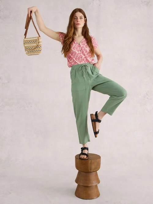 Pantalon en lin mélangé Elle - Mid Green - 38/R Image 1