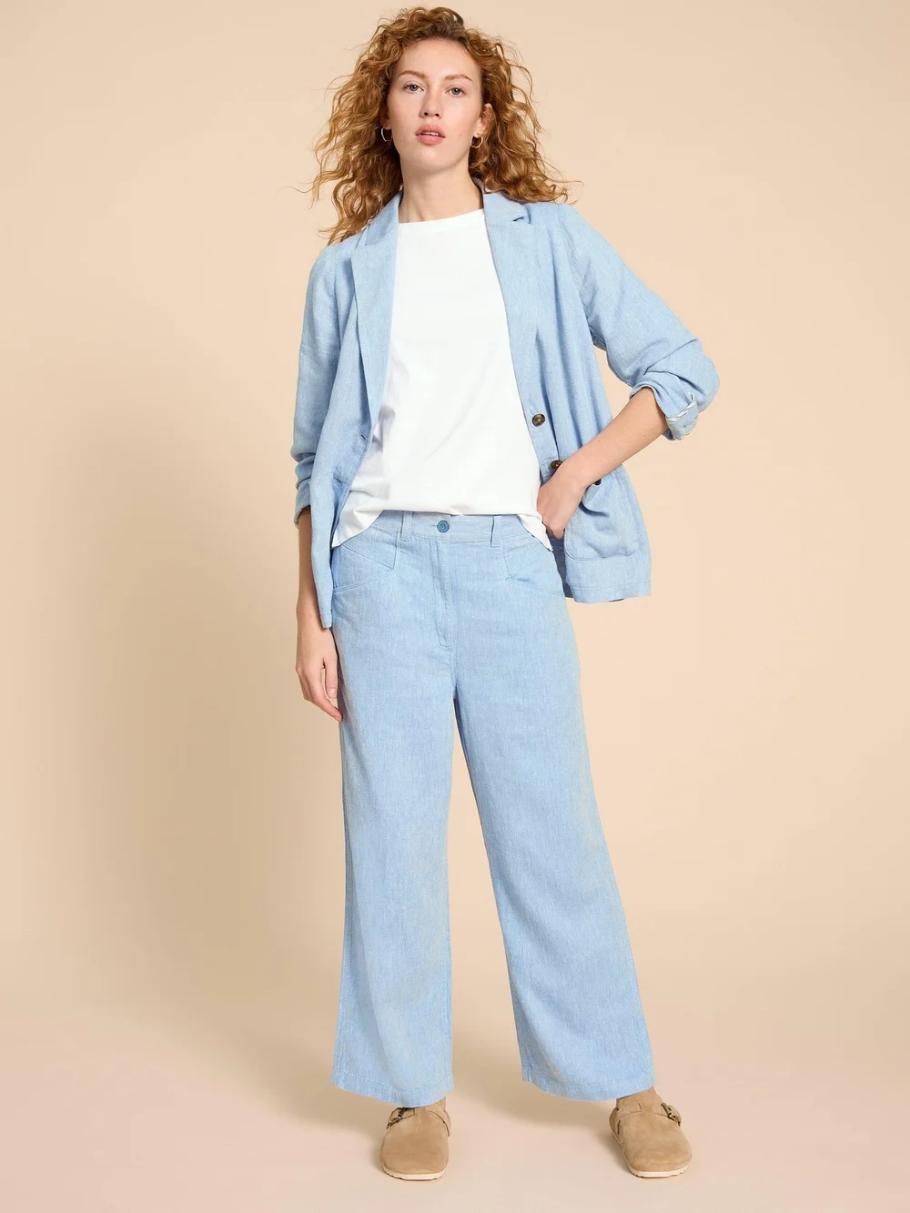 Pantalon en lin mélangé Harper - Chamb Blue - 38/R Image 1